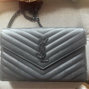 Yves Saint Laurent Black Chevron Clutch Like new condition authentic